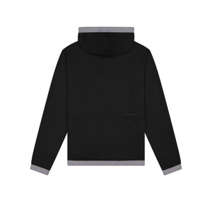Back view of Gallant Equestrian Mens Equestrian Hoodie in black with asymmetrical zip and elastic hood.