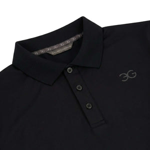 Black men's polo shirt for riding with slim fit and breathable fabric