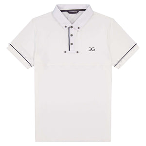 White men's show shirt with button-down collar and slim fit for equestrian competition