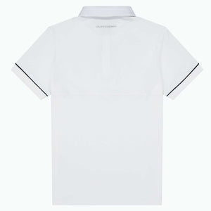 White men's show shirt with cotton button-down collar and slim fit for competition riding