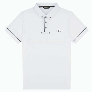 White men's show shirt with slim fit and button-down collar for competition riding
