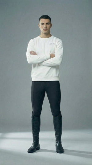 White men's sweatshirt with slim fit, made of loop-backed cotton and spandex for comfort and style