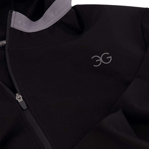 Black Gallant Equestrian Mens Equestrian Hoodie with asymmetrical zipper and logo detail, made from loop-backed cotton and spandex.
