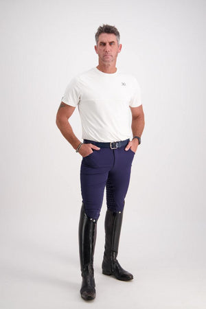 Men's equestrian breeches with full-seat grip and mid-rise fit.