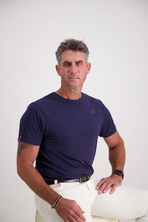 Gallant Equestrian Mens Short Sleeve Tee in navy, tailored fit, made from recycled polyester with spandex.