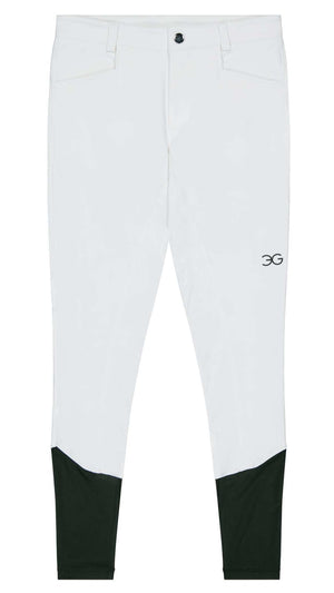 Men's competition breeches with full seat grip, mid-rise fit, and zippered pockets for male equestrians