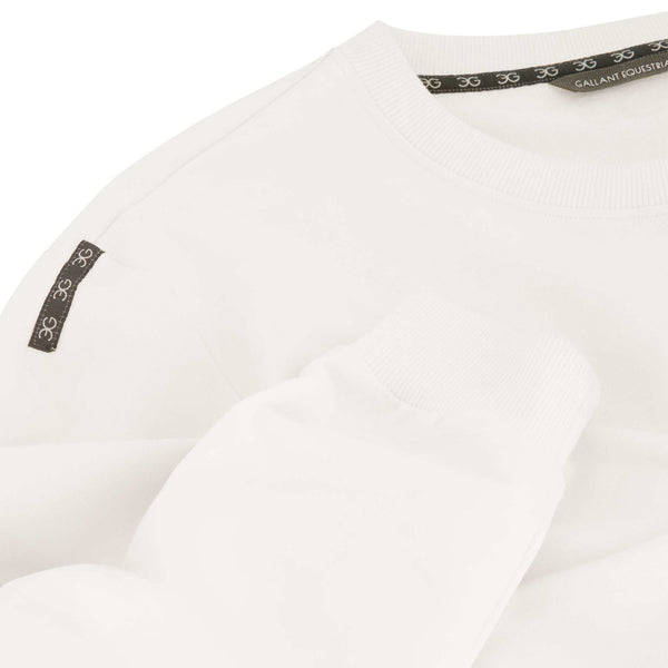 Gallant Equestrian Mens Sweatshirt in white cotton blend fabric, slim fit design, winter riding top.