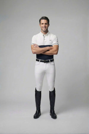 Men's competition breeches with full seat grip for enhanced riding stability and comfort