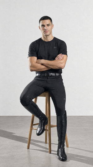 Mens Short Sleeve Tee in black, a plain round-neck stretch top with short sleeves and a small chest logo.