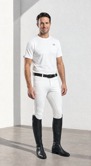 Mens Short Sleeve Tee in white, with a crew neck, short sleeves and a small chest logo on a plain front.