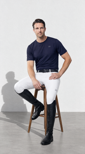 Mens Short Sleeve Tee in solid navy, with a crew neckline, short sleeves and a small tonal chest logo.