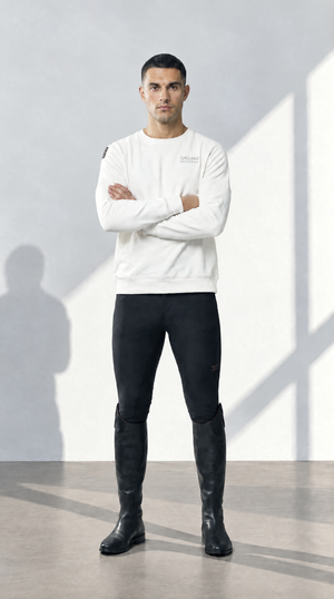 Mens Sweatshirt in white with a plain design, crew neck, long sleeves and subtle chest branding.